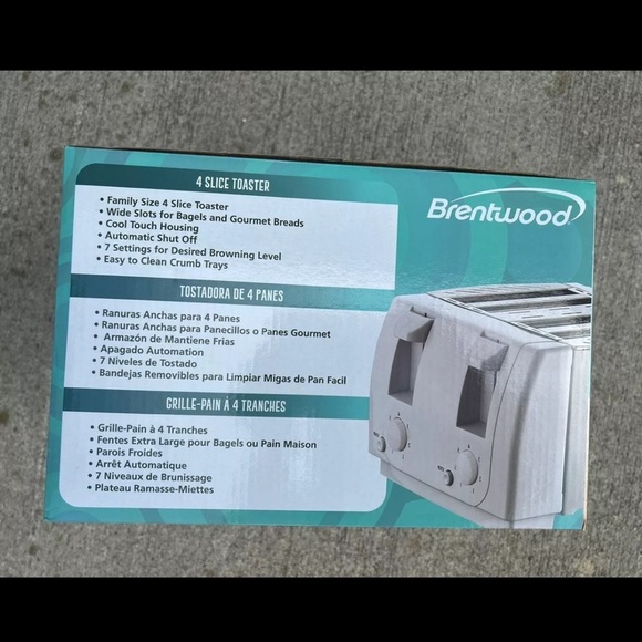 NEW Brentwood Electric Toaster Cool Touch, 4-Slice, White, Brand New In Box - Picture 2 of 2